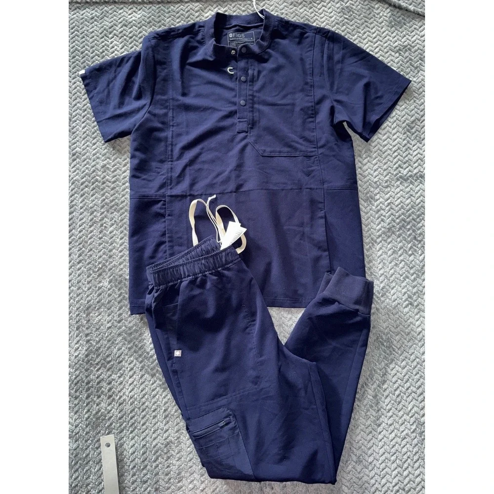 FIGS Men's Scrub Navy Blue Set Tansen Joggers Pants And Top Size Medium